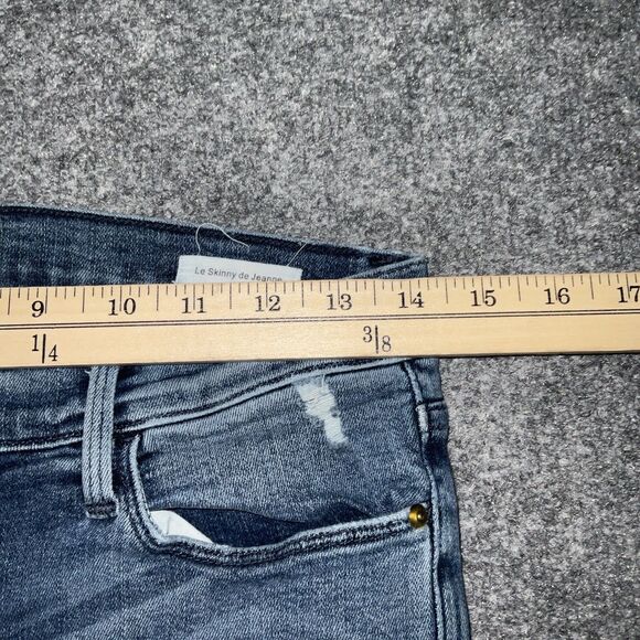 FRAME Jeans Womens Size 28 Blue Denim Le Skinny De Jeanne Distressed Raw Hem - Picture 5 of 12